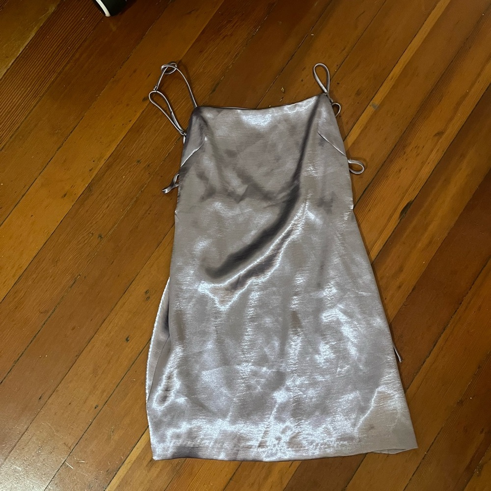 Purple chrome mini dress